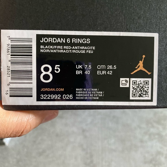 Jordan 6 Rings - Black and Fire Red
